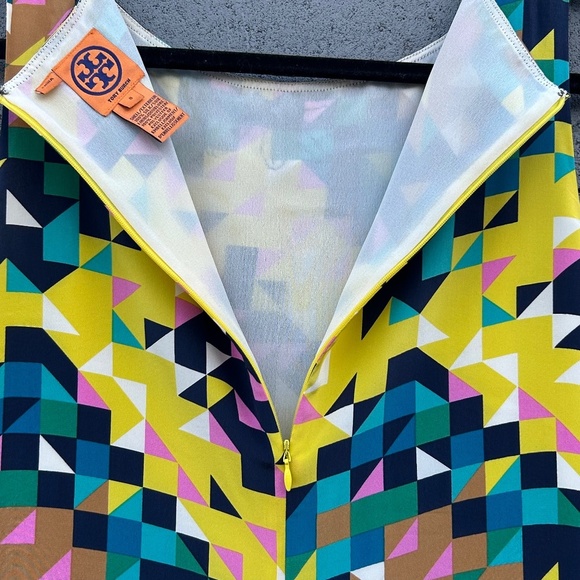 Tory Burch Multicolored Geometric Silk Embellished Sleeveless Top Size 8 - Picture 5 of 8